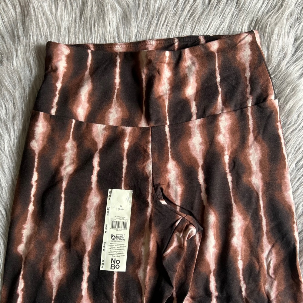 No Boundaries Capri Leggings Womens Size Medium Brown Tie Dye Stretch Pants - Picture 2 of 4